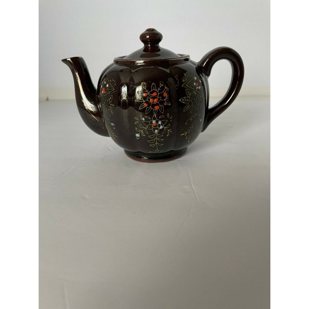 Brown Small Tea Pot, Hand Painted, Made in Japan